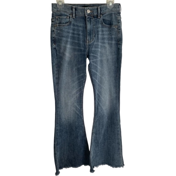 Express Dark Blue Bell Flare Jeans Stretch No size retro western hippie y2k chic - Picture 1 of 6